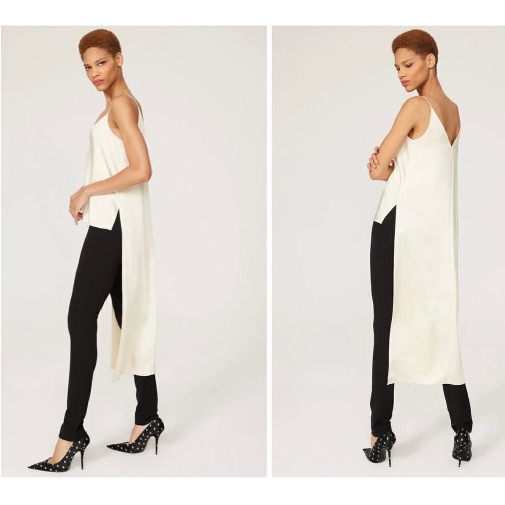 OBANDO COLLECTIVE | Satin Cream V-neck High Low Tank Top Women’s Size 2